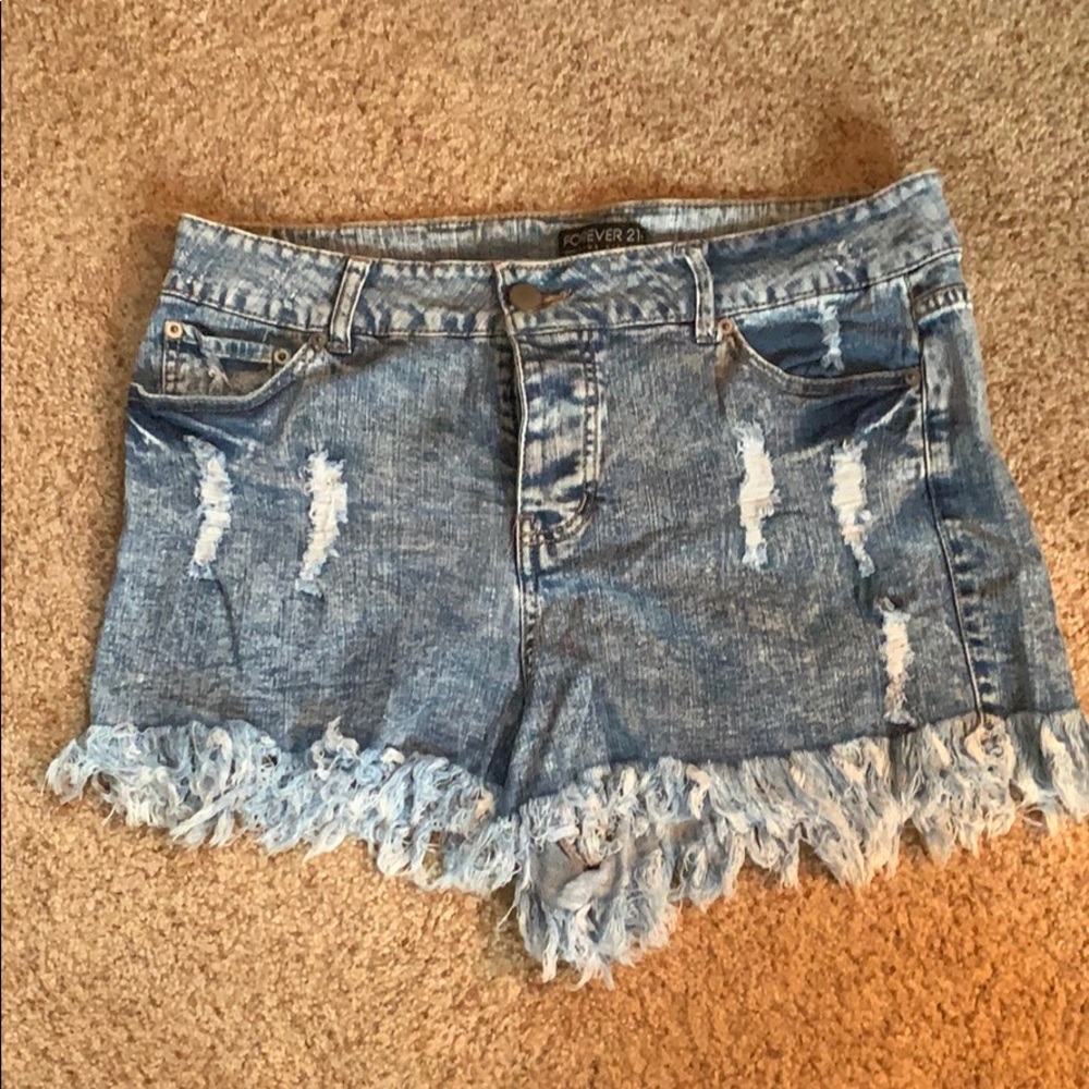 Forever 21 fringe jean shorts